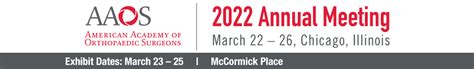 Aaos 2022 exhibitor list - McCormick Place Convention Center, Chicago, Illinois Mar 22 - 26, 2022 In-person Why Attend Overview The AAOS Annual meeting is the largest orthopaedic meetings in the world. Why Attend – 2022 
